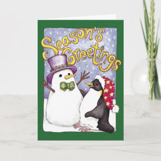Carte de Noël Pingouin des neiges