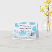 Carte de Noël Pingouin remplie (Fleur jaune)