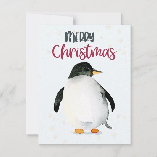 Carte de Noël Pingouin Watercolor (Devant)