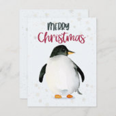 Carte de Noël Pingouin Watercolor (Devant / Derrière)
