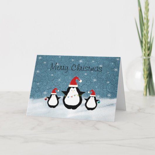 Carte de Noël Pingouins de Noël (Devant)