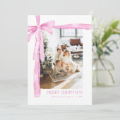 Carte de Noël Pink Coquette Bow (Debout devant)