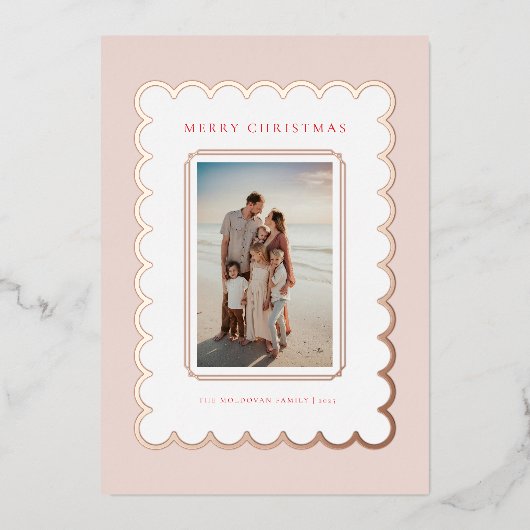 Carte de Noël Pink et Rose Gold Foil (Recto)