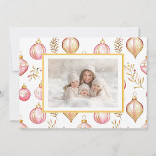 Carte de Noël Pink Gold Vintage Ornements