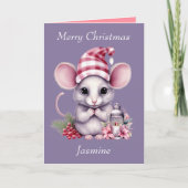 Carte de Noël Pink Mouse mignonne (Devant)