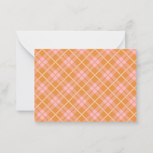 Carte de Noël Pink Orange Plaid Bow (Dos)
