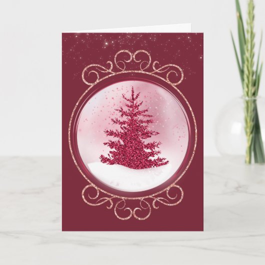 Carte de Noël Pink Parties scintillant Snow Globe (Devant)