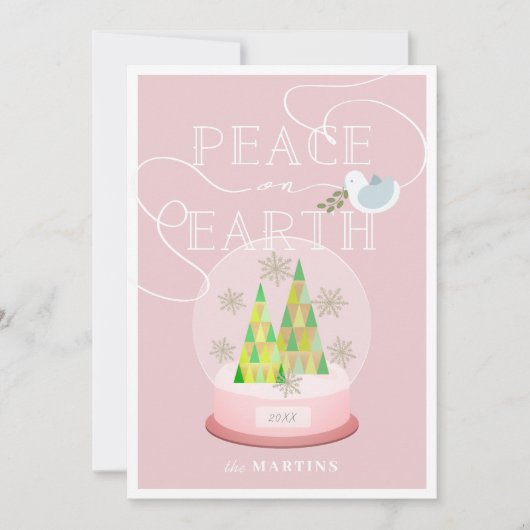 Carte de Noël Pink Snow Globe (Devant)