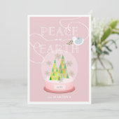 Carte de Noël Pink Snow Globe (Debout devant)