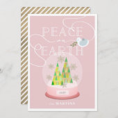 Carte de Noël Pink Snow Globe (Devant / Derrière)