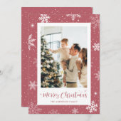 Carte de Noël Pink Snowflake (Devant / Derrière)