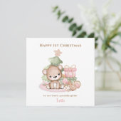 Carte de Noël Pink Teddy Bear Girl First (Debout devant)