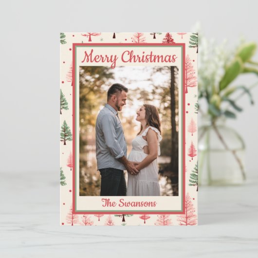 Carte de Noël Pink Tree (Debout devant)