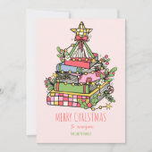 Carte de Noël Pink Whimsical Book Tree (Devant)
