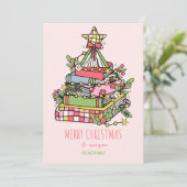 Carte de Noël Pink Whimsical Book Tree (Debout devant)
