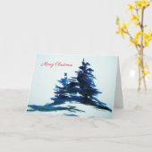Carte de Noël Pins Bleus (Fleur jaune)