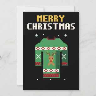 Carte de Noël Pixel Art avec un pull moche
