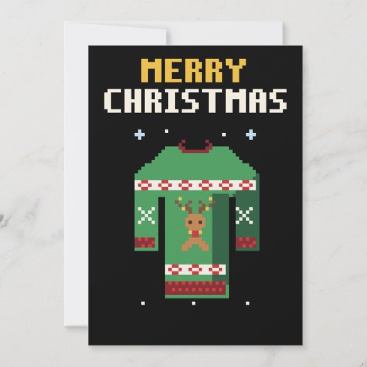 Carte de Noël Pixel Art avec un pull moche (Devant)
