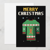 Carte de Noël Pixel Art avec un pull moche (Devant / Derrière)