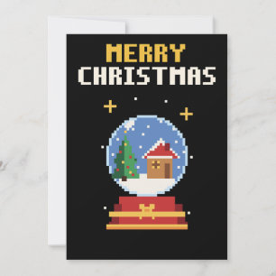 Carte de Noël Pixel Art Boule à Neige