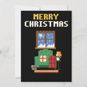 Carte de Noël Pixel Art Coin Lecture