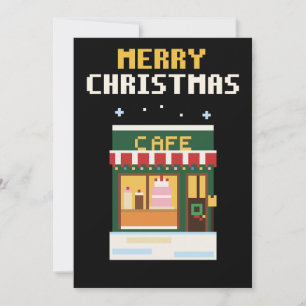 Carte de Noël Pixel Art de Café Cosy