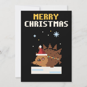 Carte de Noël Pixel Art Hérisson