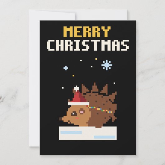Carte de Noël Pixel Art Hérisson (Devant)