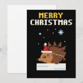 Carte de Noël Pixel Art Hérisson (Devant / Derrière)
