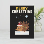 Carte de Noël Pixel Art Hérisson (Debout devant)