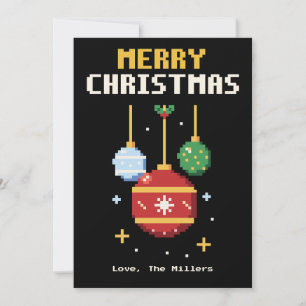 Carte de Noël Pixel Art Ornements