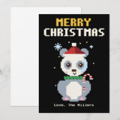 Carte de Noël Pixel Art Panda (Devant / Derrière)