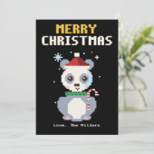 Carte de Noël Pixel Art Panda (Debout devant)
