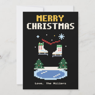 Carte de Noël Pixel Art Patins à Glace