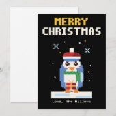 Carte de Noël Pixel Art Pingouin (Devant / Derrière)