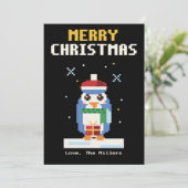 Carte de Noël Pixel Art Pingouin (Debout devant)
