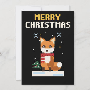 Carte de Noël Pixel Art Renard