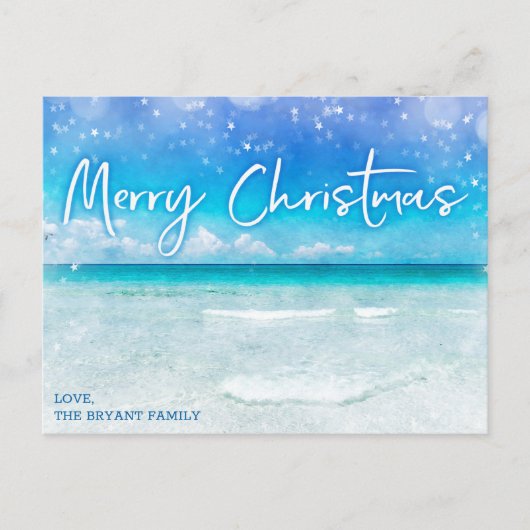 CARTE DE NOËL | Plage de Floride Bleu Téalgue Trop (Devant)