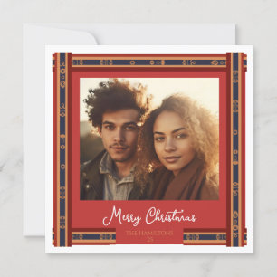 Carte de Noël Plaid Red Ribbon