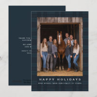 Carte de Noël Plaid Tartan Équestre Ferme Ranch