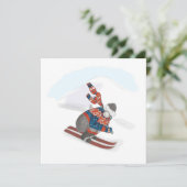 Carte de Noël plat de gorille de ski (Debout devant)