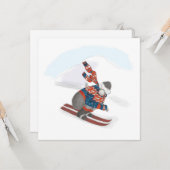 Carte de Noël plat de gorille de ski (Devant/Arrière en situation)