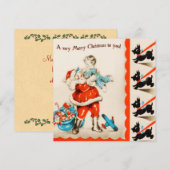 Carte de Noël Plat pour Chiens de Père Noël et Sco (Devant / Derrière)