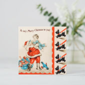 Carte de Noël Plat pour Chiens de Père Noël et Sco (Debout devant)