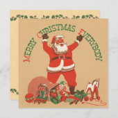 Carte de Noël Plat Retro Père Noël (Devant / Derrière)