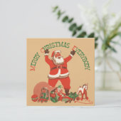 Carte de Noël Plat Retro Père Noël (Debout devant)