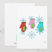 Carte de Noël plate à motif de mitaines de Noël bl (Devant / Derrière)