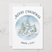 Carte de Noël plate à thème d'animaux de forêt bla (Devant)