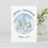 Carte de Noël plate à thème d'animaux de forêt bla (Debout devant)
