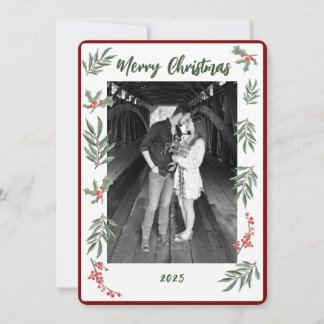 Carte de Noël plate aquarelle pour les fêtes